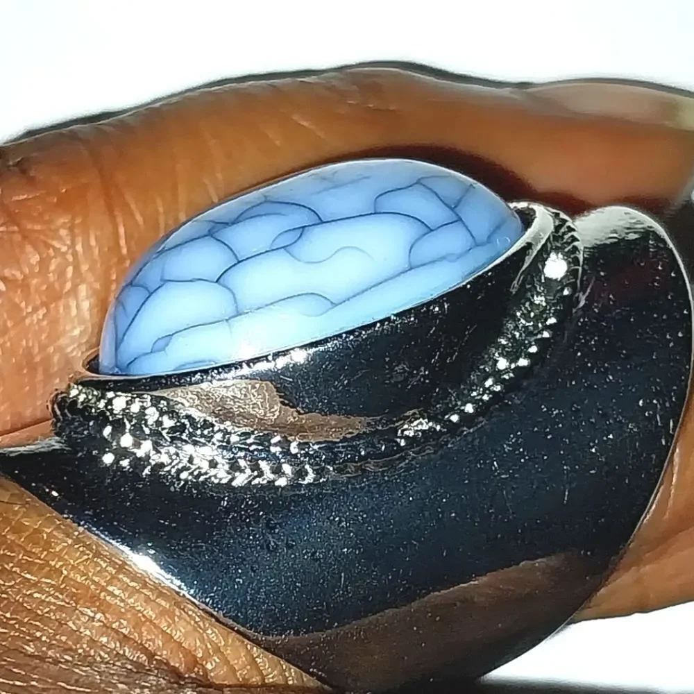 Unisex Bosnian Style Blue Stone Alloy Ring sz 7